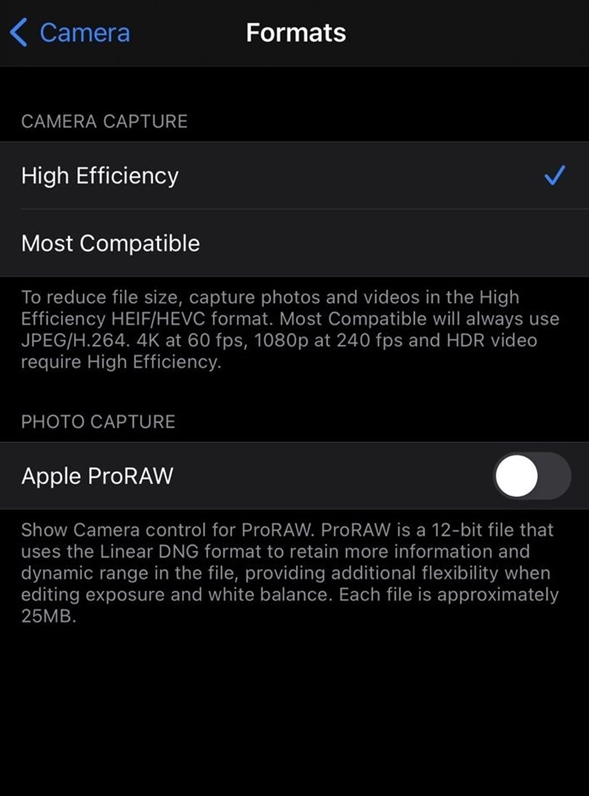 泽州苹果手机维修分享如何为 iPhone 12 Pro/Max 启用 ProRAW 照片格式 